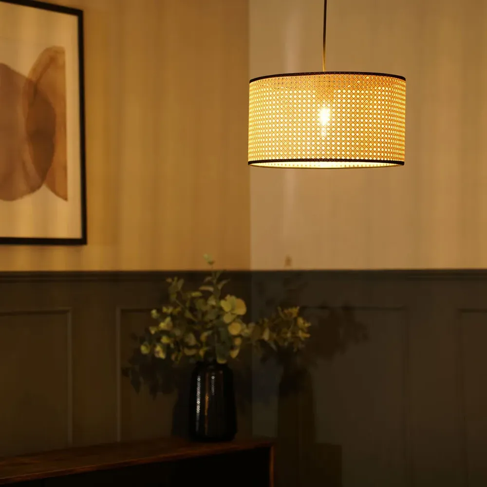 Reni 35cm Drum Ceiling Lamp Shade - Cream, Cane