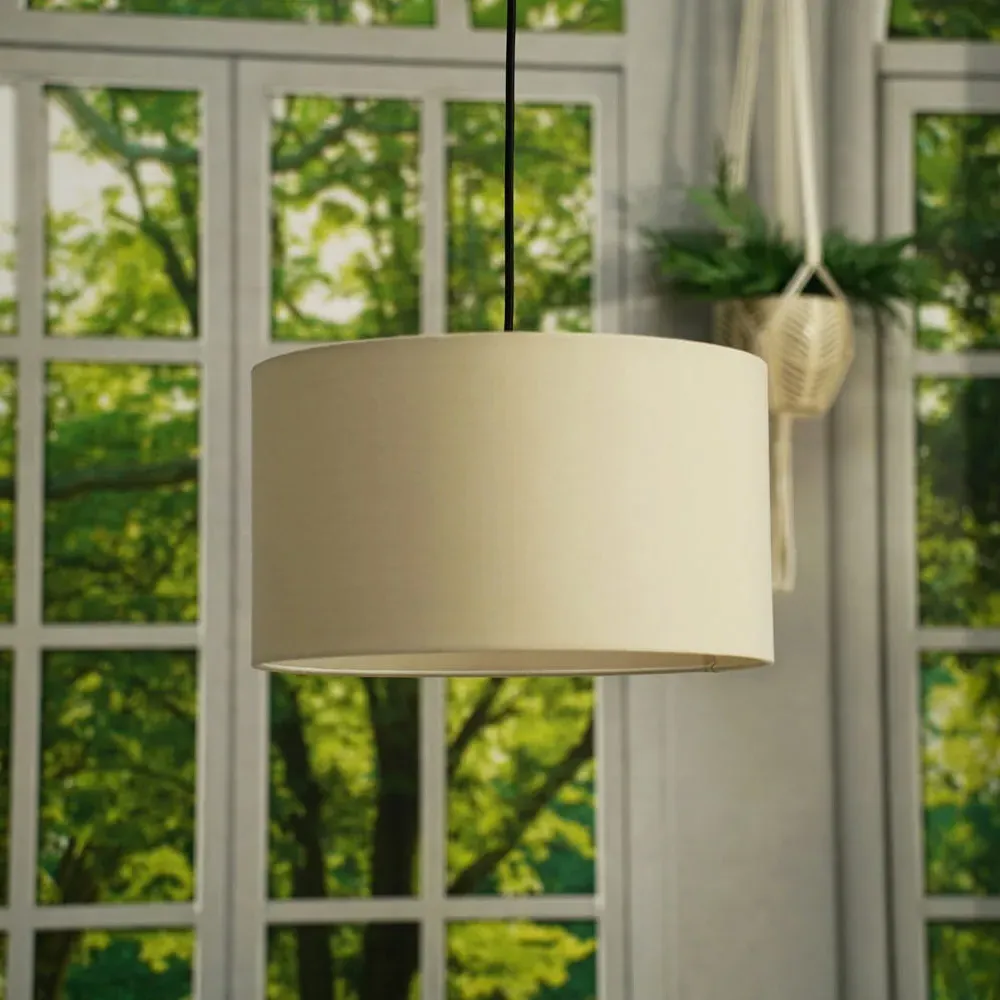 Reni 35cm Drum Ceiling Lamp Shade - Cream, Fabric
