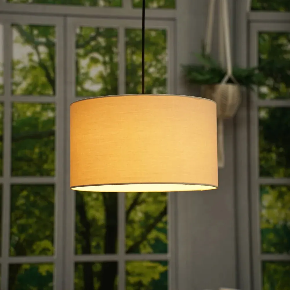 Reni 35cm Drum Ceiling Lamp Shade - Cream, Fabric