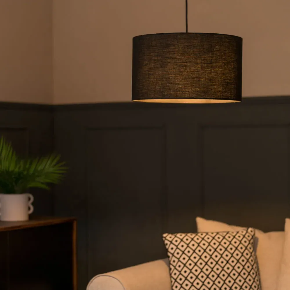 Reni 35cm Drum Ceiling Lamp Shade - Cream, Fabric