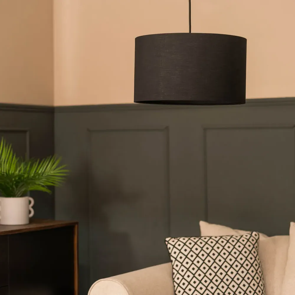 Reni 35cm Drum Ceiling Lamp Shade - Cream, Fabric