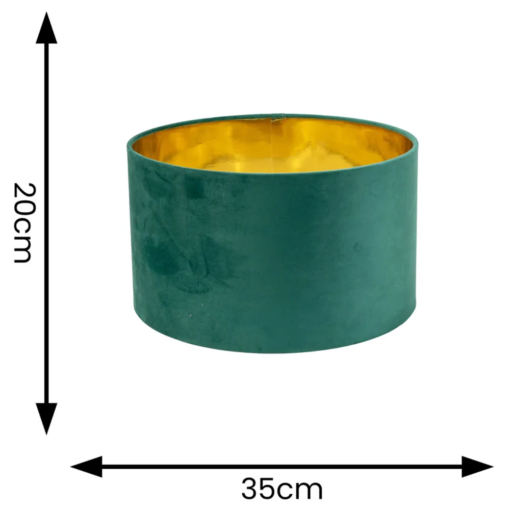 Reni 35cm Drum Ceiling Lamp Shade - Green, Velvet