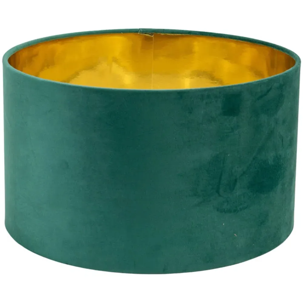 Reni 35cm Drum Ceiling Lamp Shade - Green, Velvet