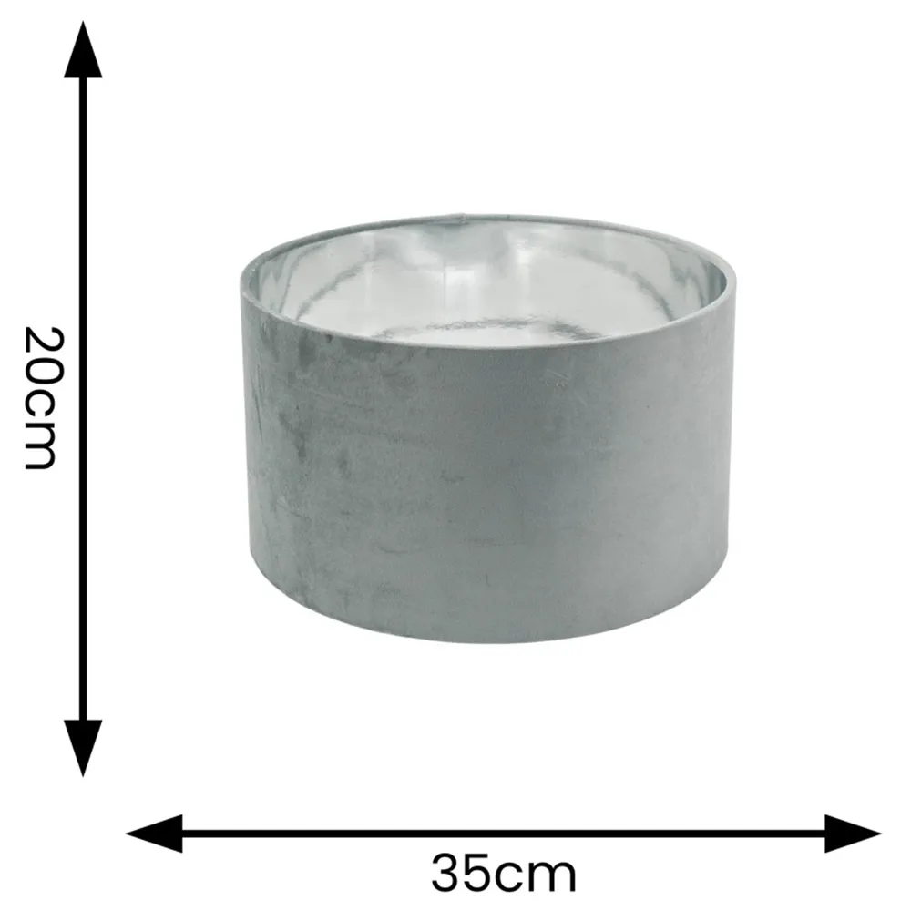 Reni 35cm Drum Ceiling Lamp Shade - Grey, Velvet