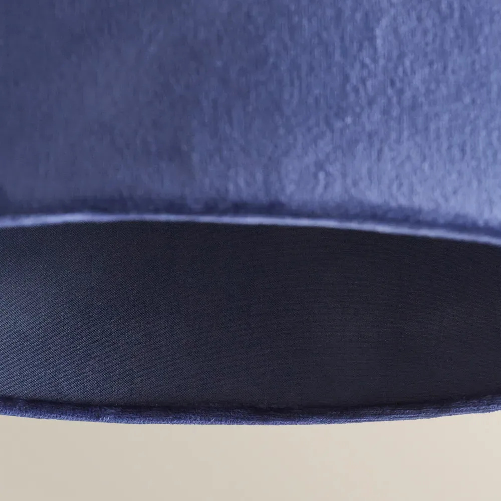 Reni 35cm Drum Ceiling Lamp Shade - Navy, Velvet