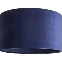 Reni 35cm Drum Ceiling Lamp Shade - Navy, Velvet