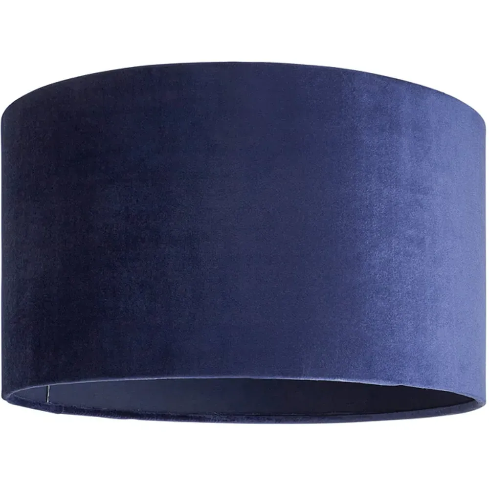 Reni 35cm Drum Ceiling Lamp Shade - Navy, Velvet