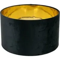 Reni 35cm Drum Ceiling Lamp Shade with Gold Inner - Black, Velvet
