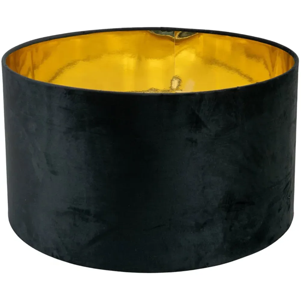 Reni 45cm Drum Ceiling Lamp Shade - Black, Velvet