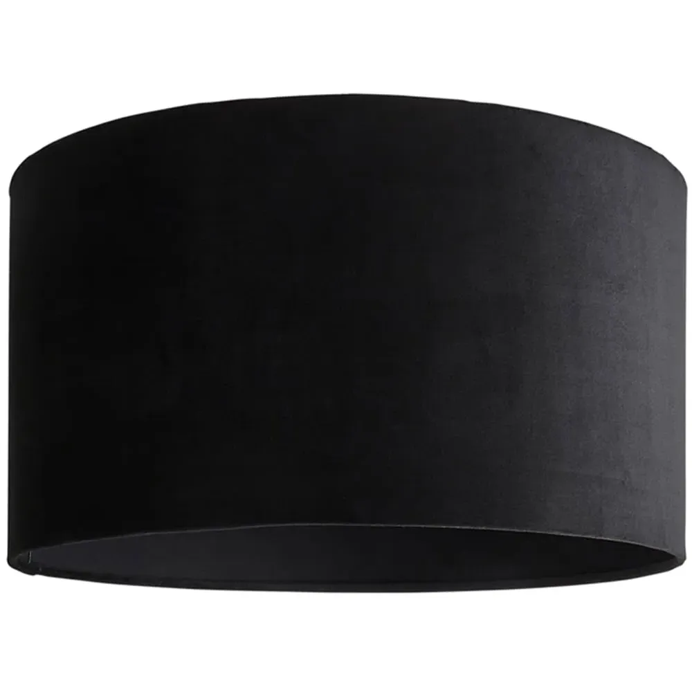 Reni 45cm Drum Ceiling Lamp Shade - Black, Velvet