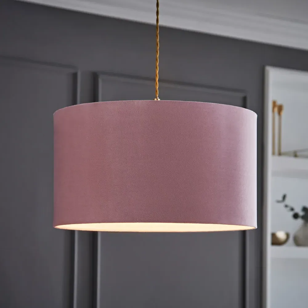 Reni 45cm Drum Ceiling Lamp Shade - Blush, Velvet