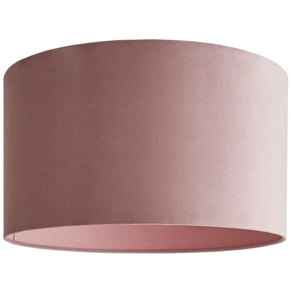 Reni 45cm Drum Ceiling Lamp Shade - Blush, Velvet
