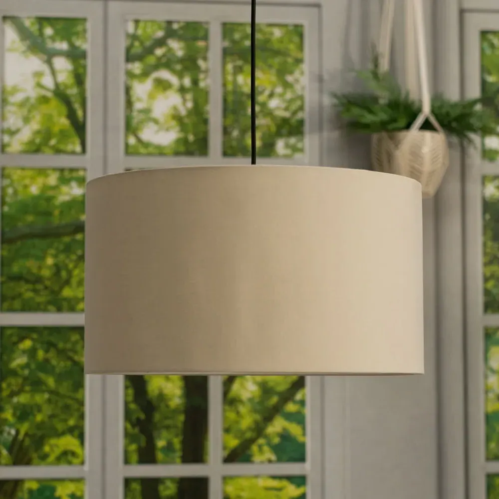 Reni 45cm Drum Ceiling Lamp Shade - Cream, Fabric
