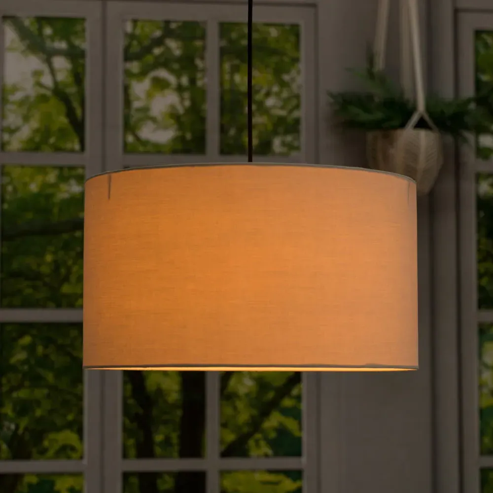 Reni 45cm Drum Ceiling Lamp Shade - Cream, Fabric