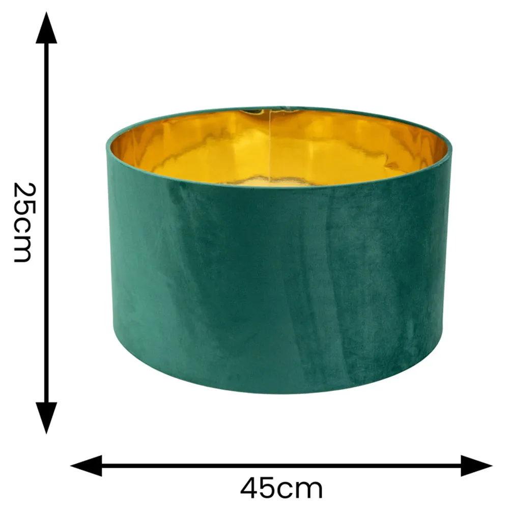 Reni 45cm Drum Ceiling Lamp Shade - Green, Velvet