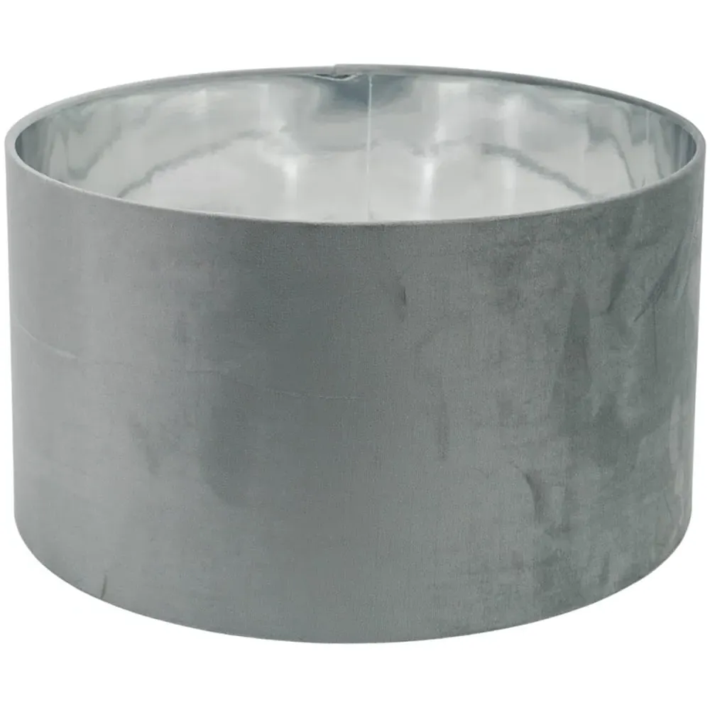 Reni 45cm Drum Ceiling Lamp Shade - Grey, Velvet