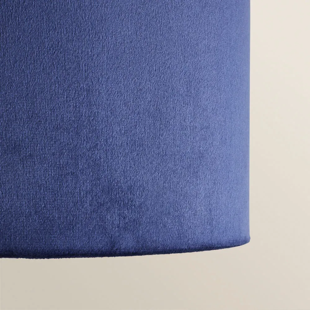 Reni 45cm Drum Ceiling Lamp Shade - Navy, Velvet