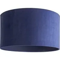 Reni 45cm Drum Ceiling Lamp Shade - Navy, Velvet