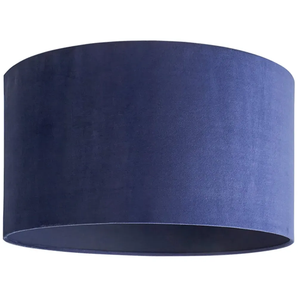Reni 45cm Drum Ceiling Lamp Shade - Navy, Velvet