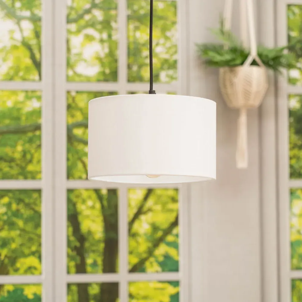 Reni Drum Ceiling Lamp Shade 25cm - White, Fabric