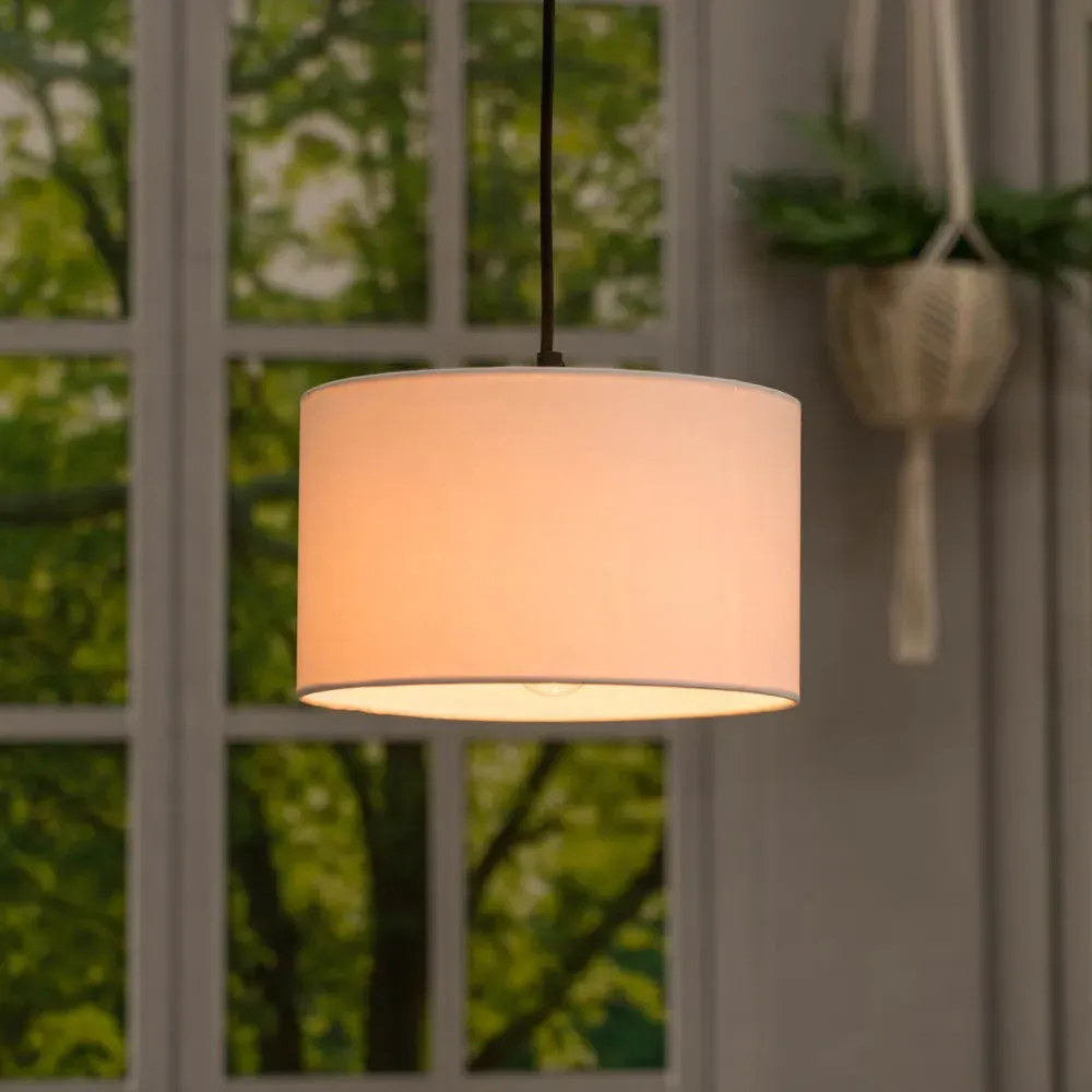 Reni Drum Ceiling Lamp Shade 25cm - White, Fabric