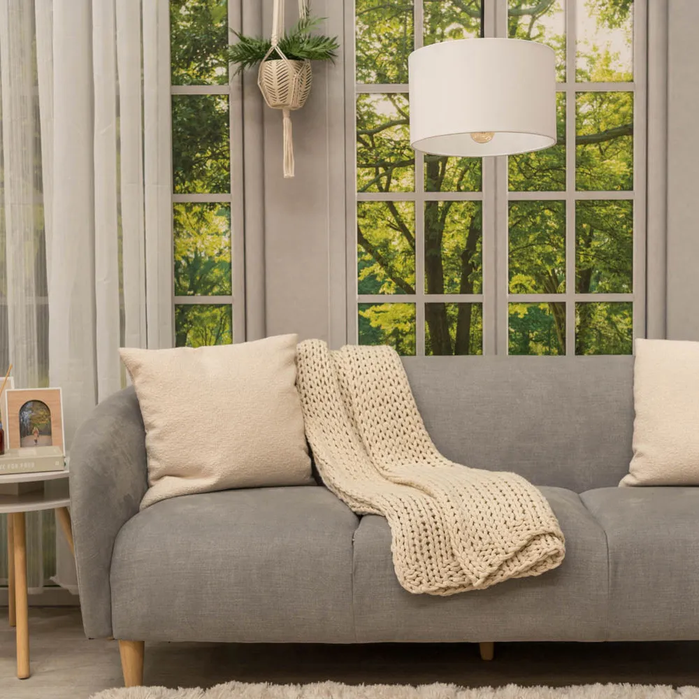 Reni Drum Ceiling Lamp Shade 25cm - White, Fabric