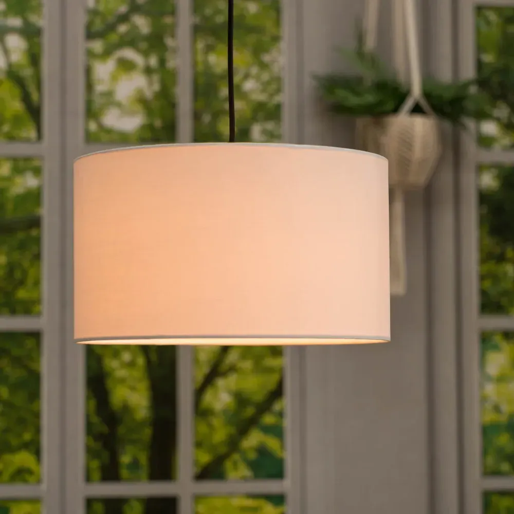 Reni Drum Ceiling Lamp Shade 35cm - White, Fabric