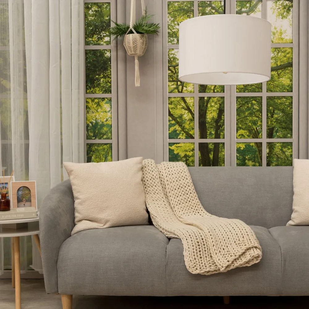 Reni Drum Ceiling Lamp Shade 35cm - White, Fabric