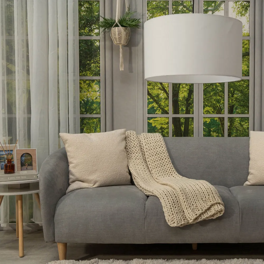 Reni Drum Ceiling Lamp Shade 45cm - White, Fabric