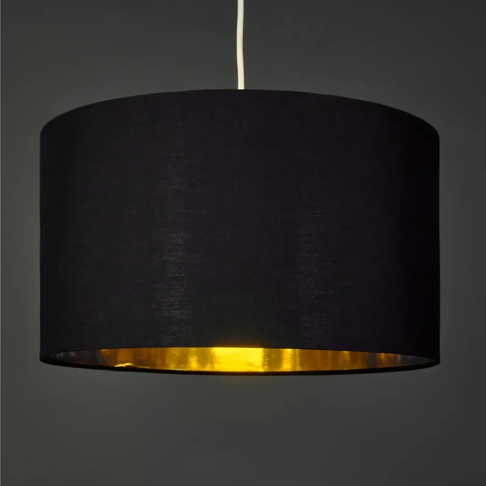 Reni Drum Ceiling Lamp Shade - Black, Fabric