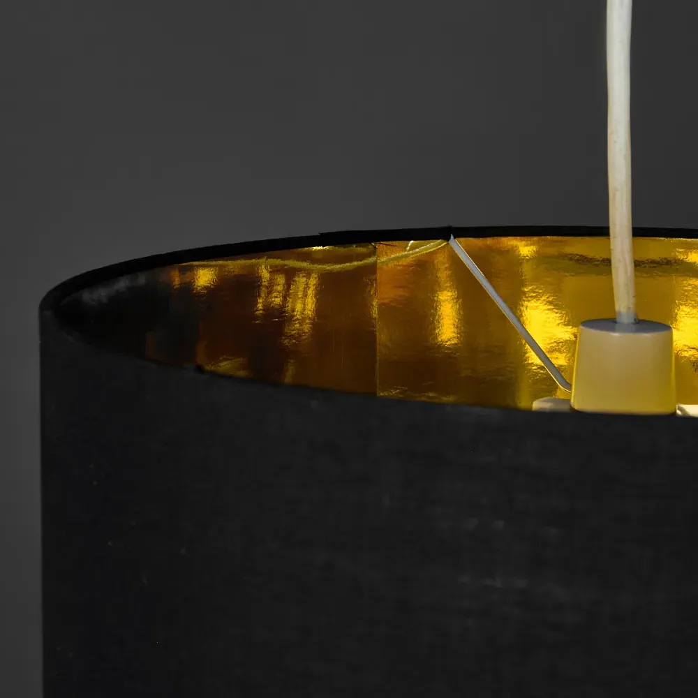 Reni Drum Ceiling Lamp Shade - Black, Fabric