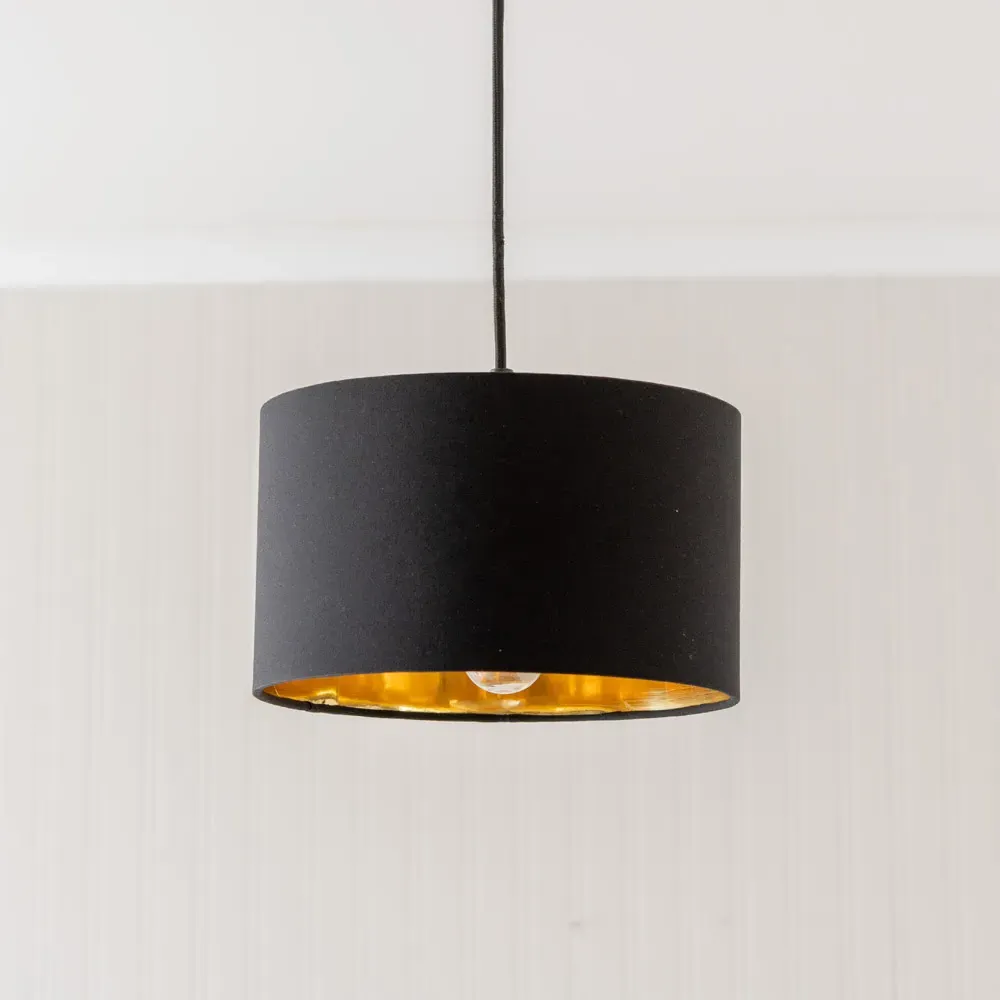 Reni Drum Ceiling Lamp Shade - Black, Fabric