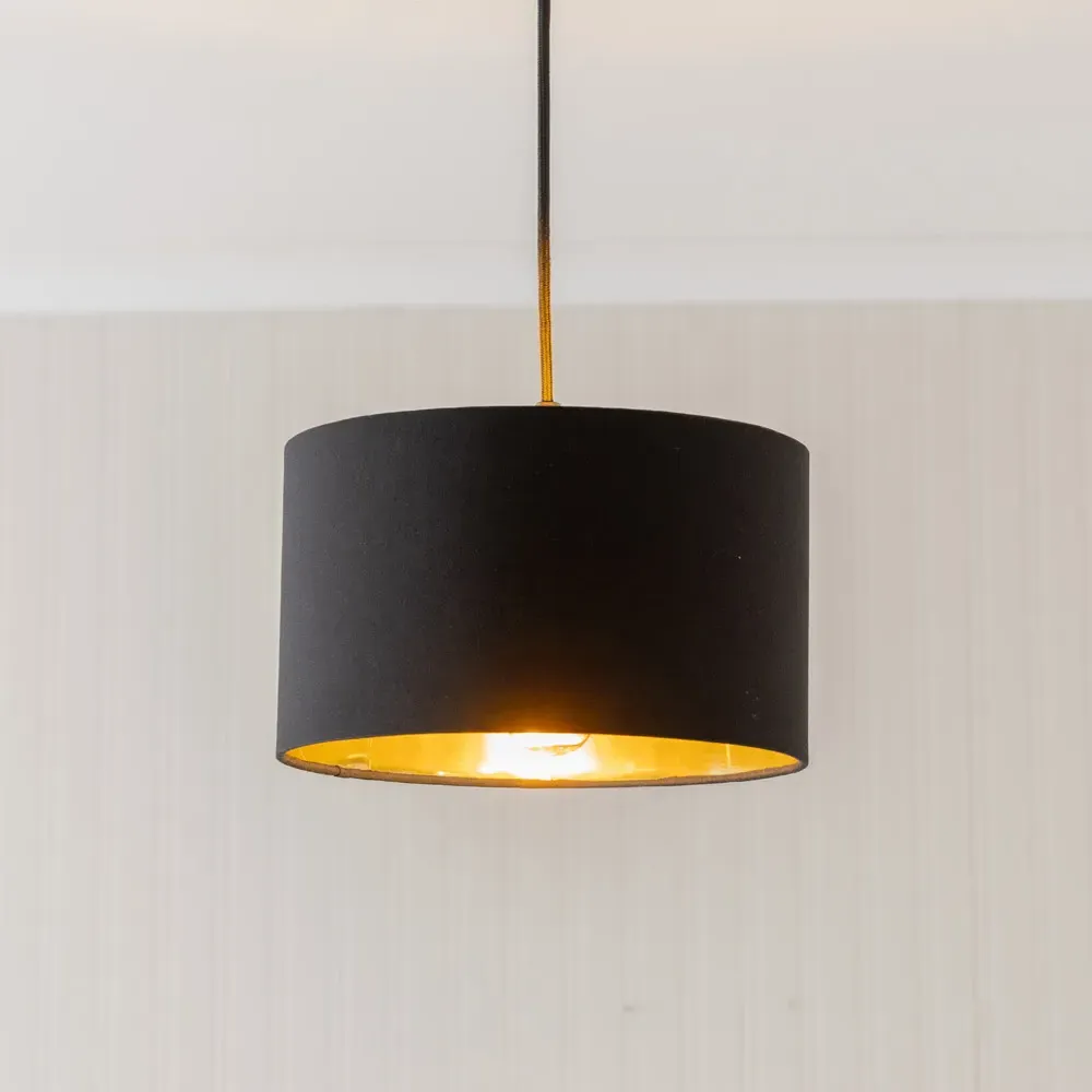 Reni Drum Ceiling Lamp Shade - Black, Fabric