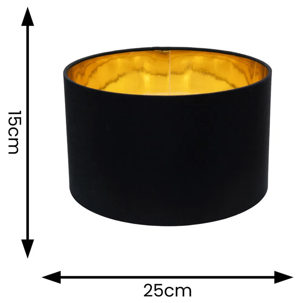 Reni Drum Ceiling Lamp Shade - Black, Fabric