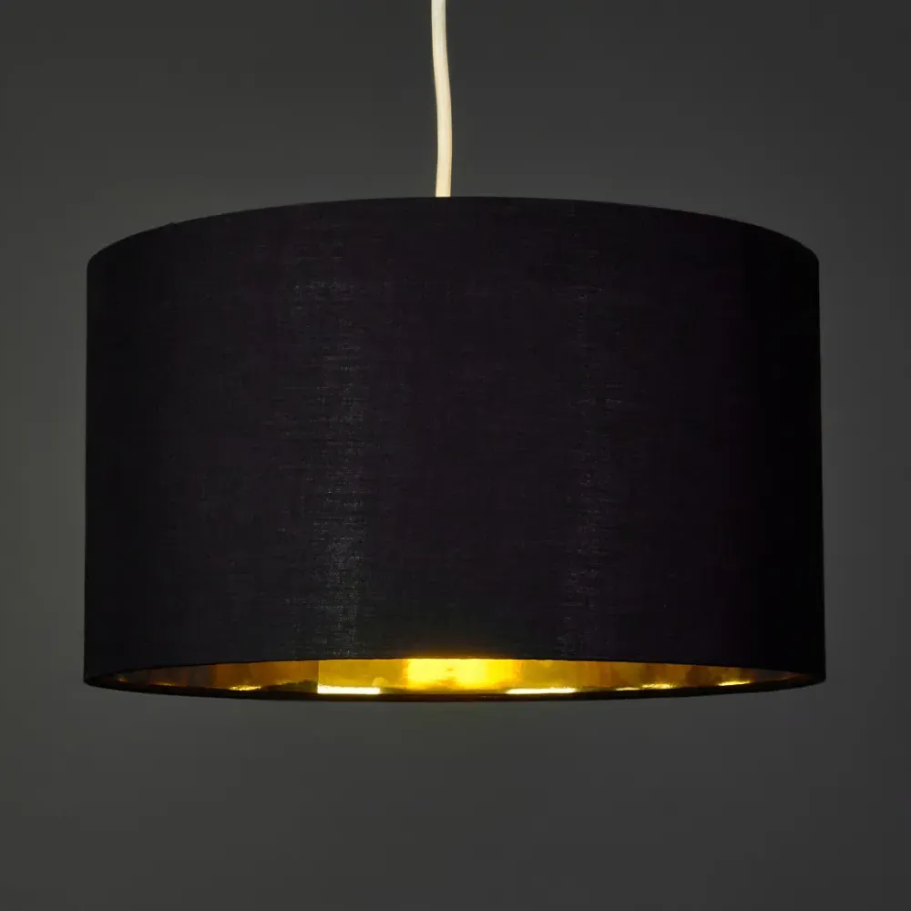 Reni Drum Ceiling Lamp Shade - Black, Fabric