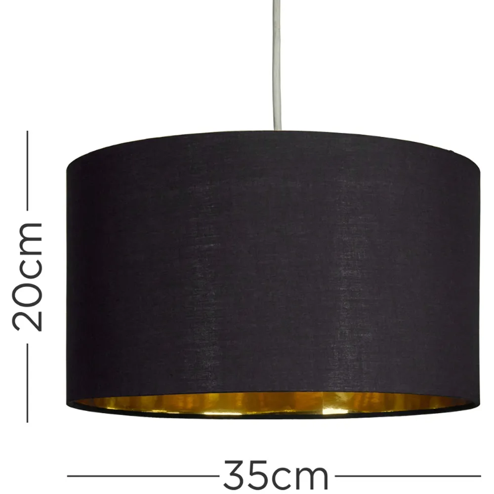 Reni Drum Ceiling Lamp Shade - Black, Fabric