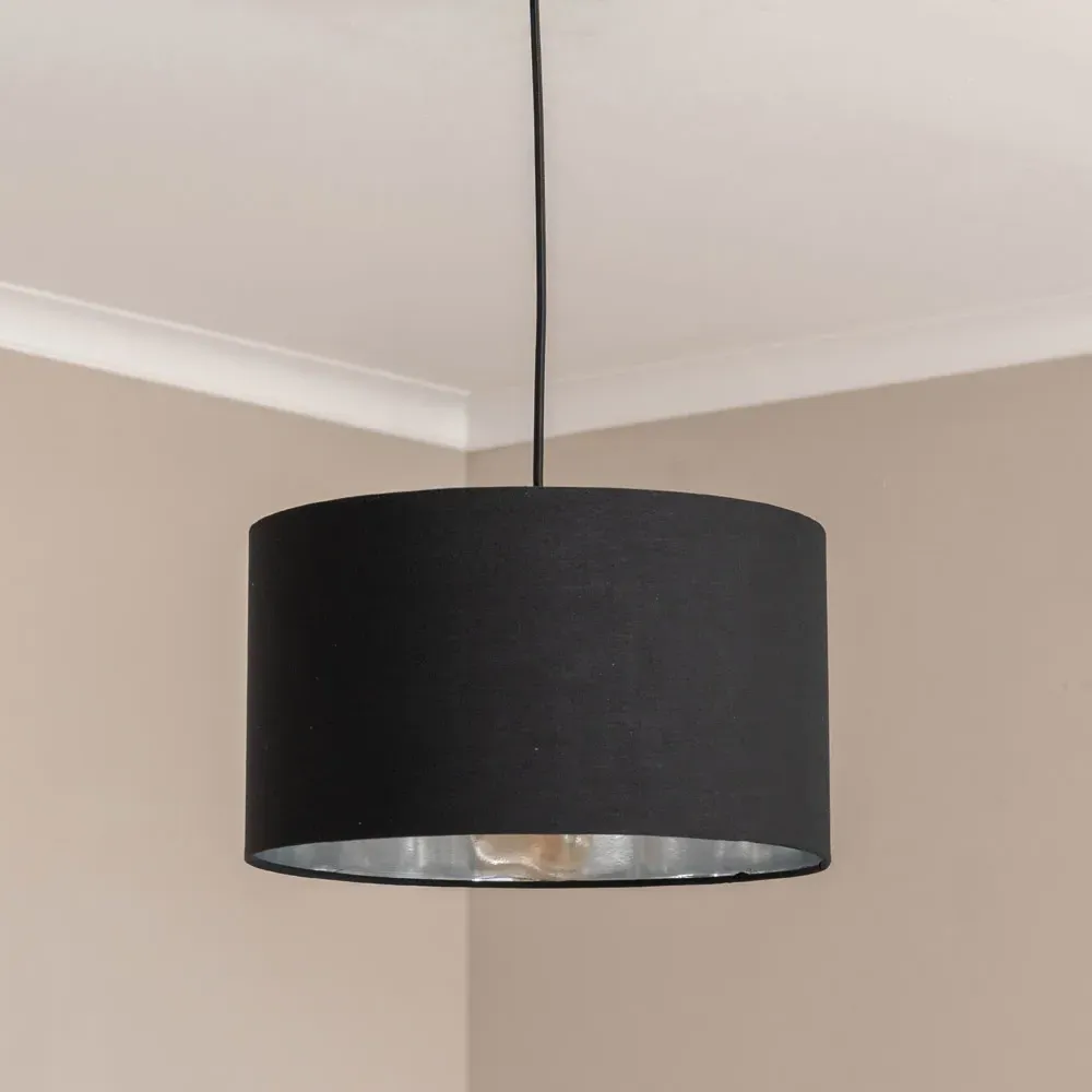 Reni Drum Ceiling Lamp Shade - Black, Fabric