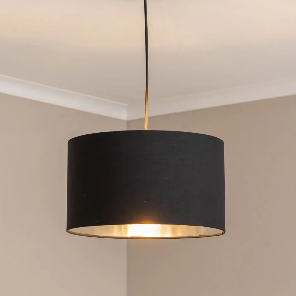 Reni Drum Ceiling Lamp Shade - Black, Fabric