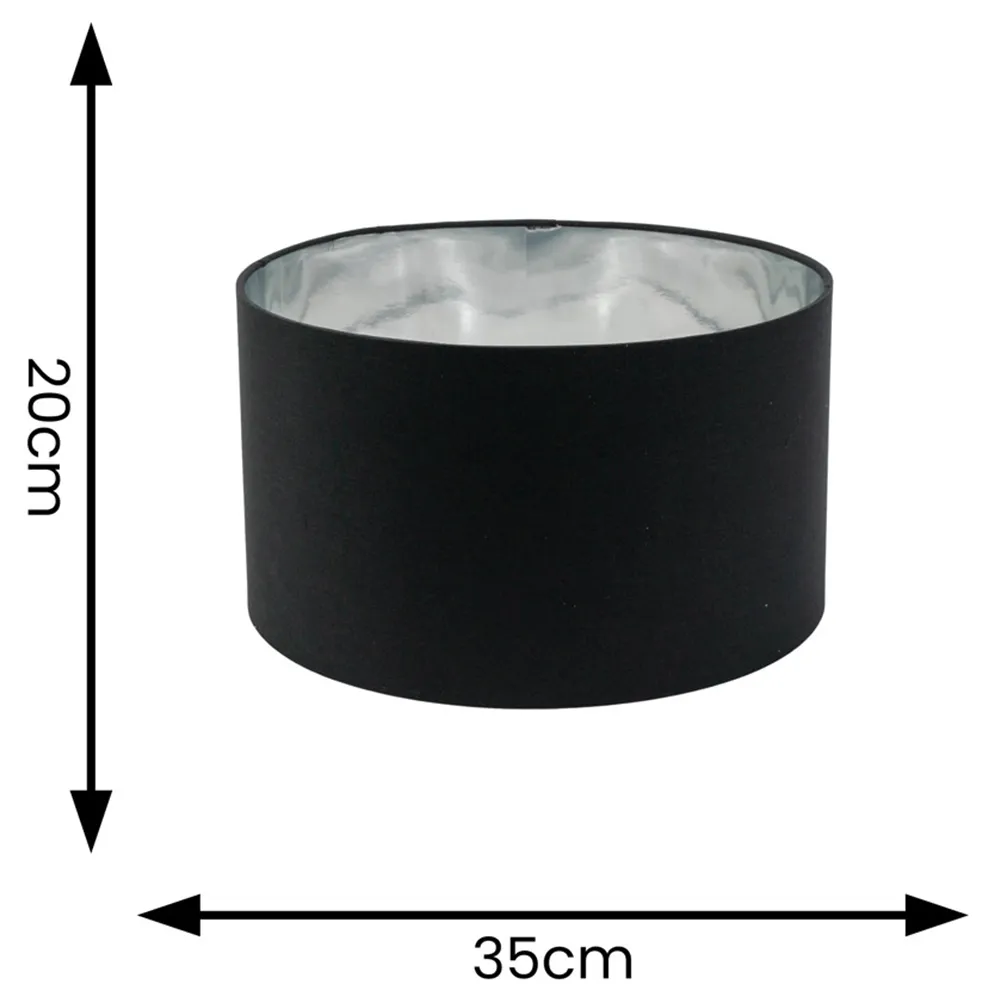 Reni Drum Ceiling Lamp Shade - Black, Fabric