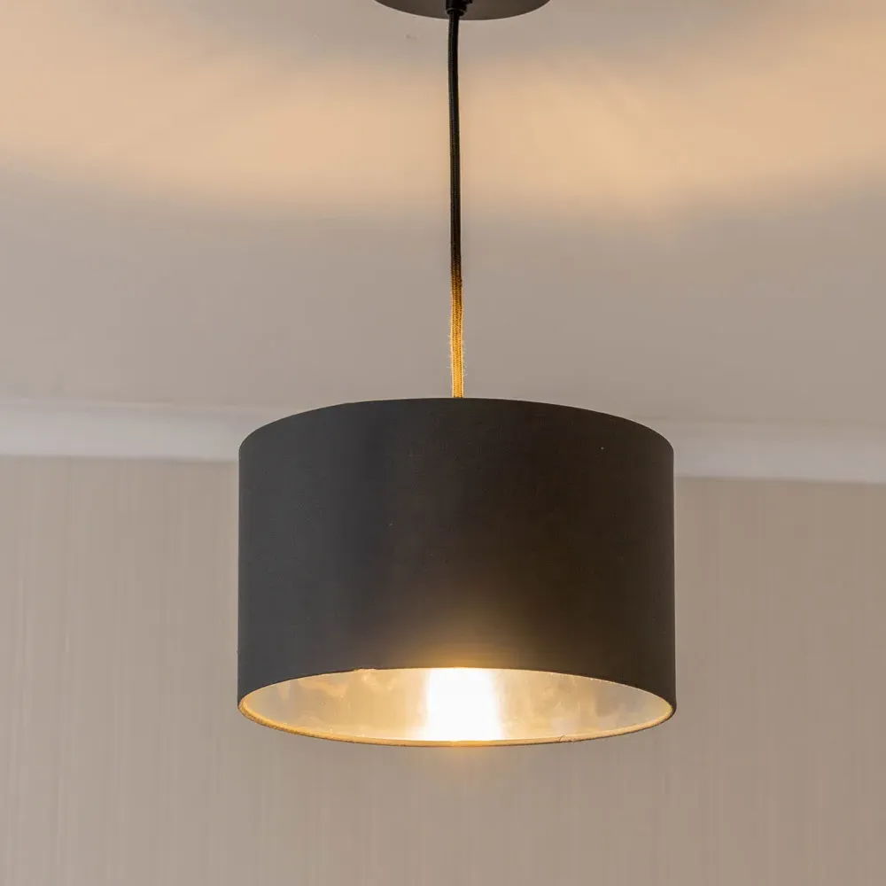 Reni Drum Ceiling Lamp Shade - Black, Fabric