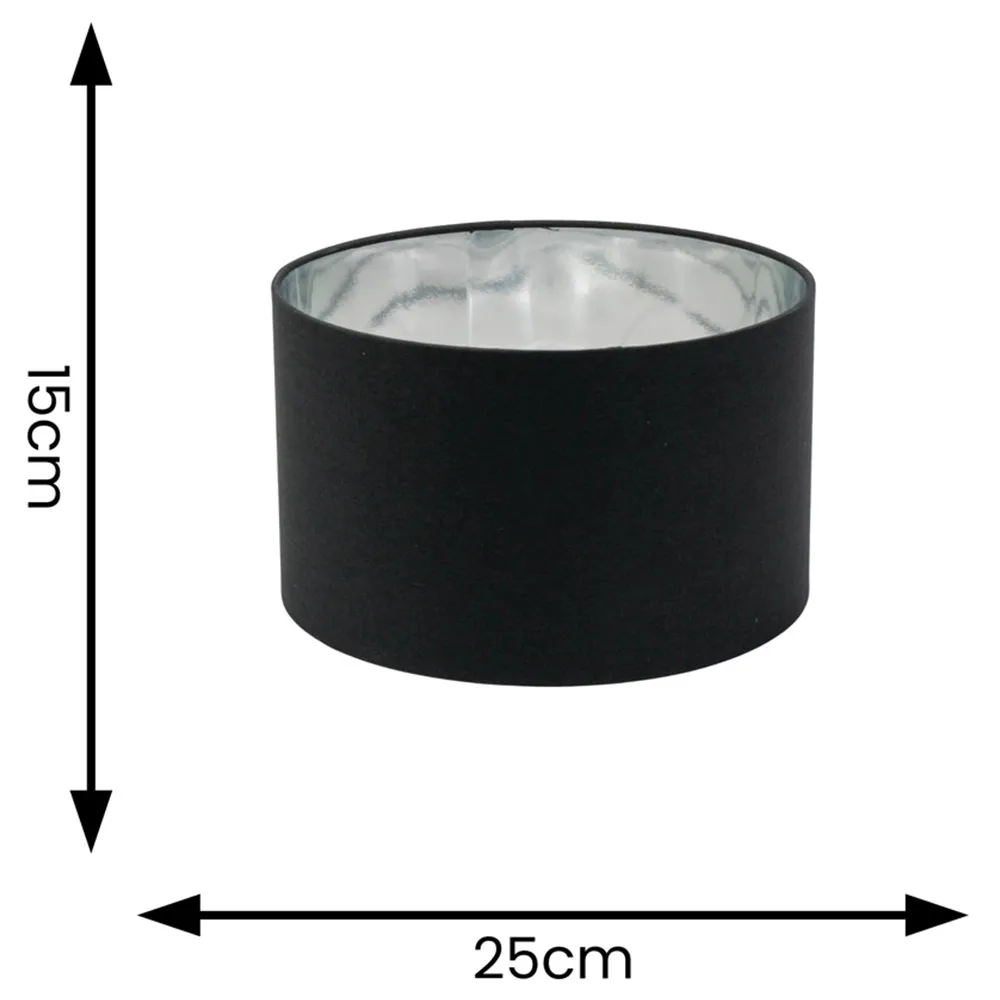 Reni Drum Ceiling Lamp Shade - Black, Fabric