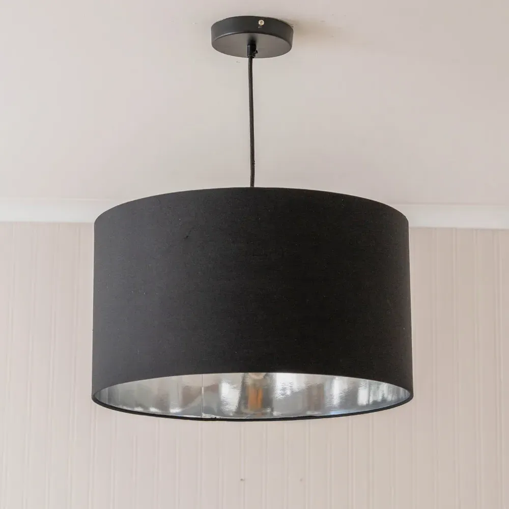 Reni Drum Ceiling Lamp Shade - Black, Fabric