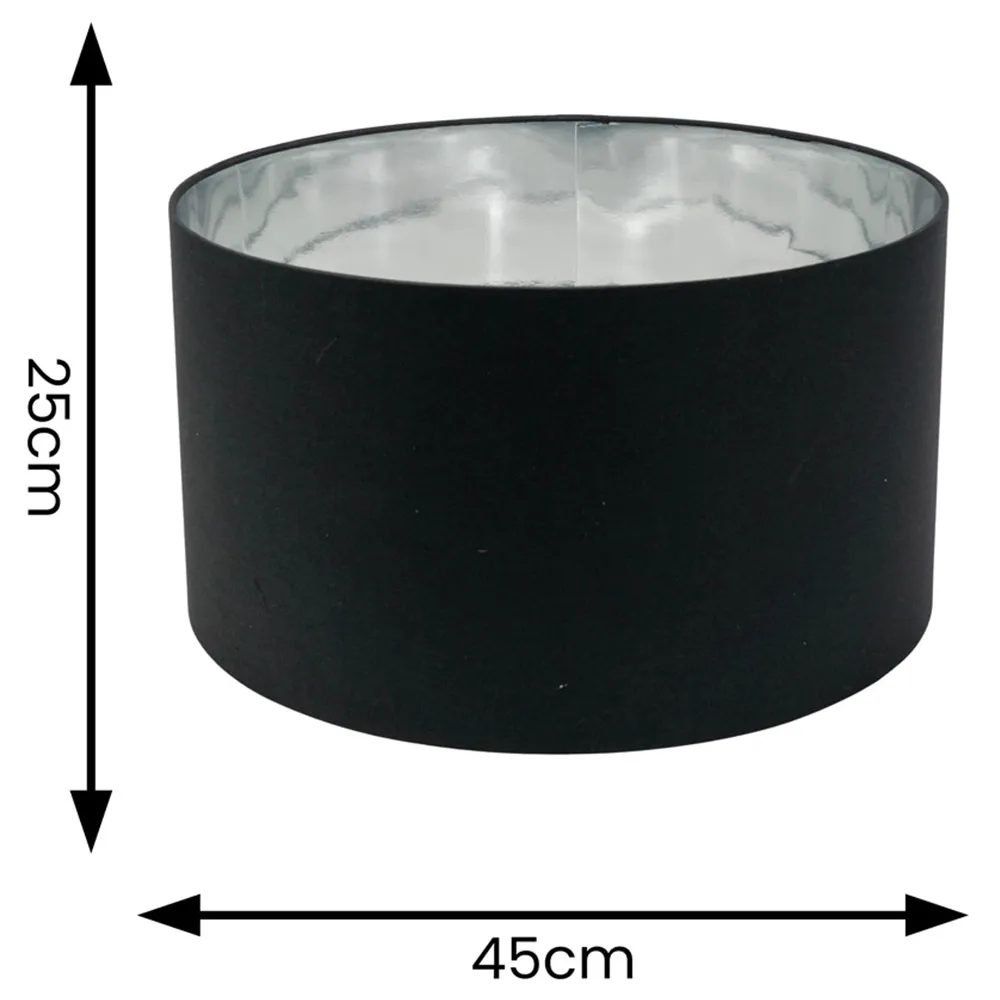 Reni Drum Ceiling Lamp Shade - Black, Fabric