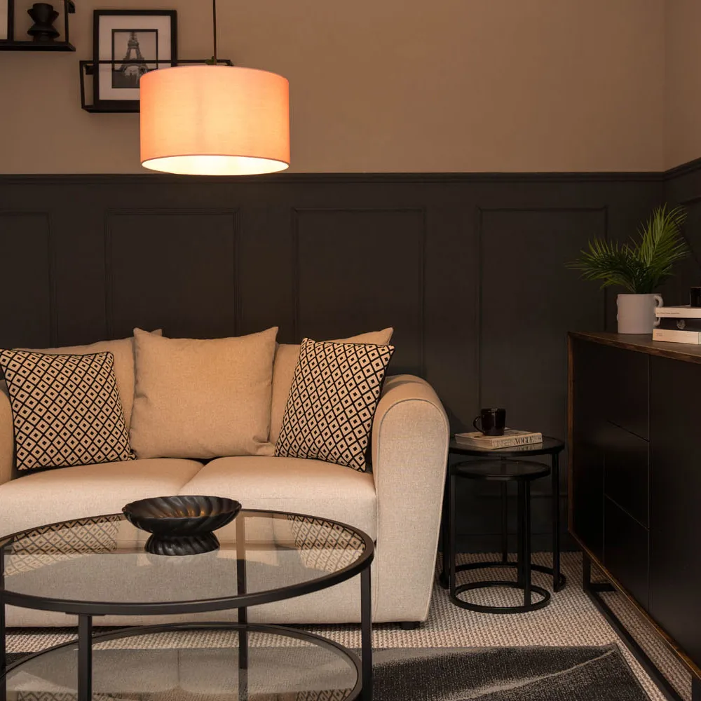 Reni Drum Ceiling Lamp Shade - Blush, Fabric