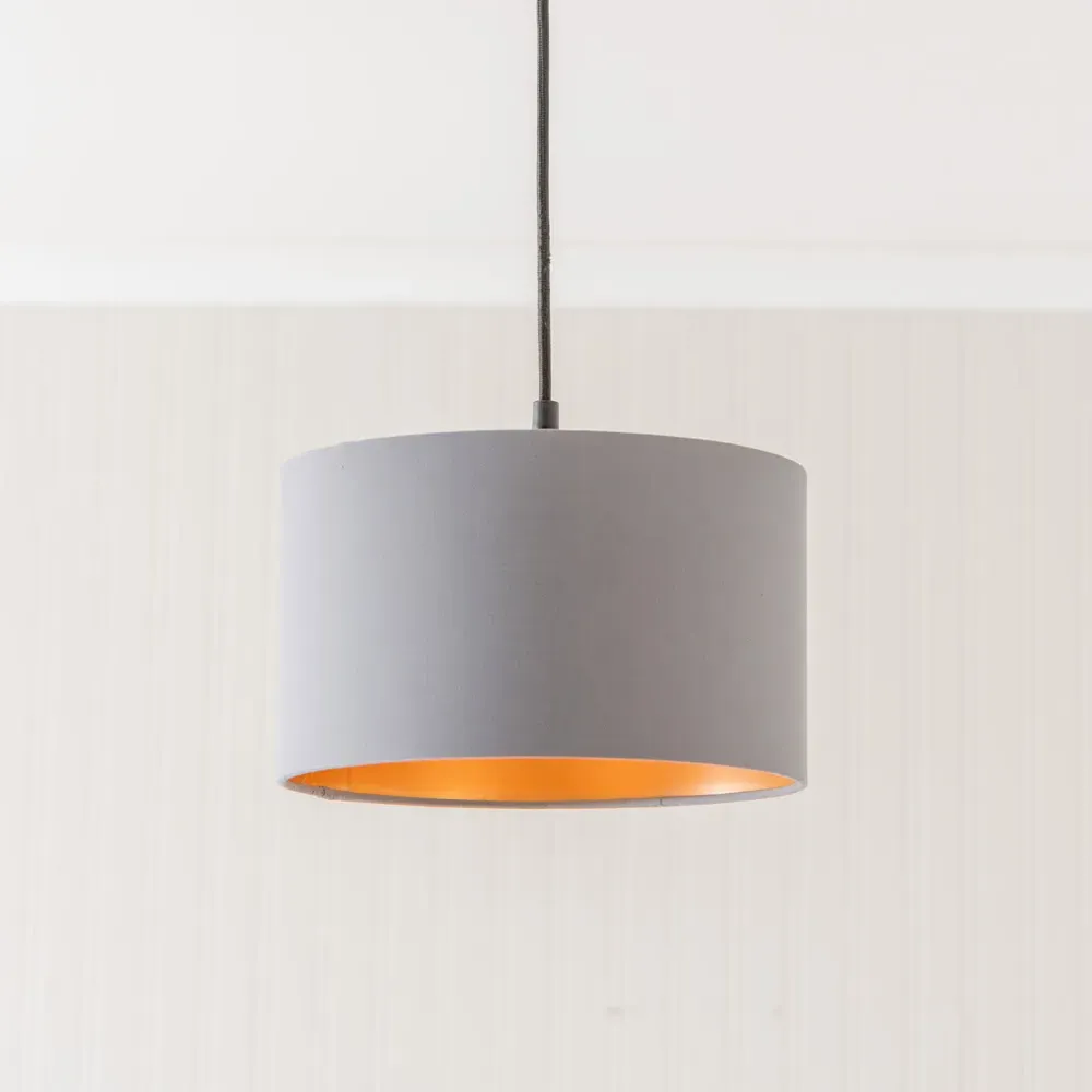 Reni Drum Ceiling Lamp Shade - Grey, Fabric