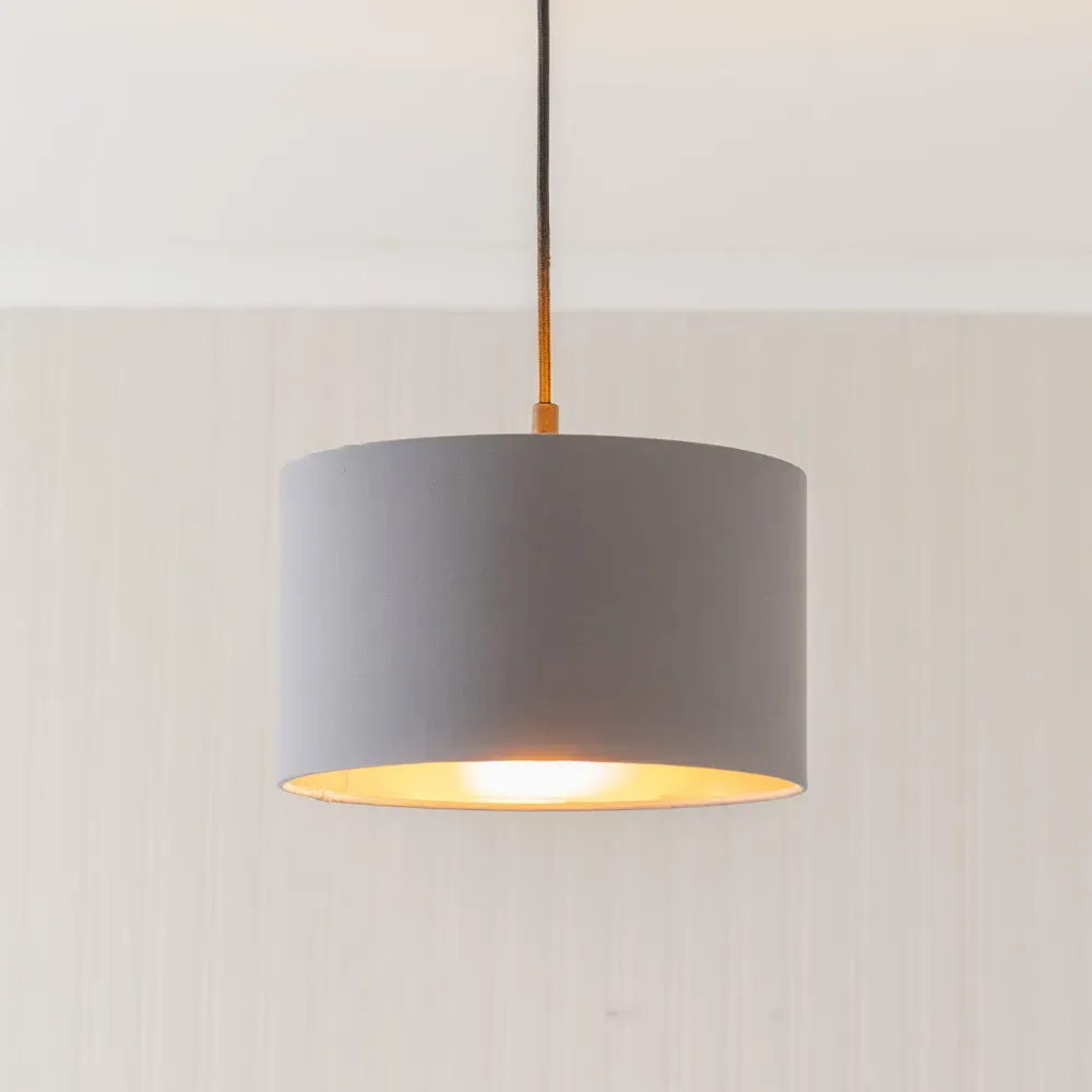 Reni Drum Ceiling Lamp Shade - Grey, Fabric