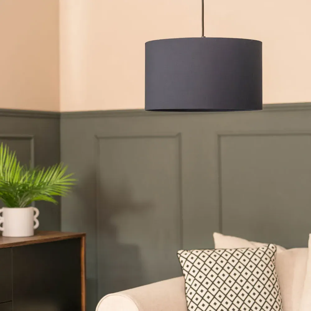 Reni Drum Ceiling Lamp Shade - Navy, Fabric