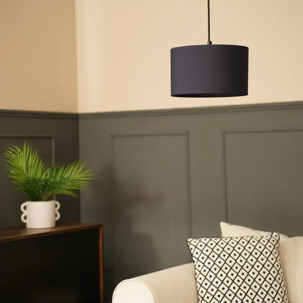 Reni Drum Ceiling Lamp Shade - Navy, Fabric