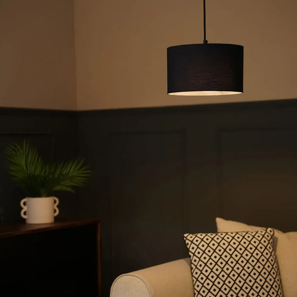 Reni Drum Ceiling Lamp Shade - Navy, Fabric