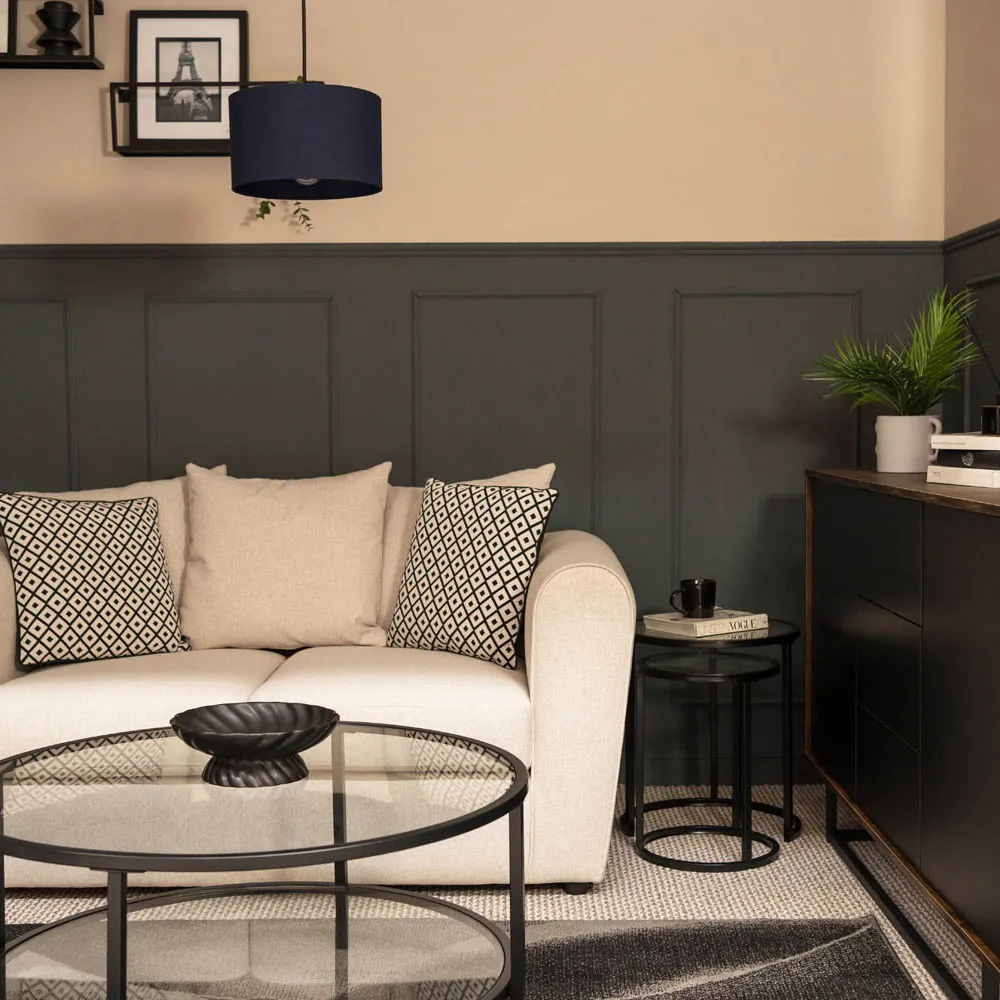 Reni Drum Ceiling Lamp Shade - Navy, Fabric